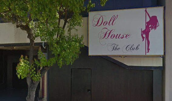 Outside Doll House Strip Club on Charles St, North Perth