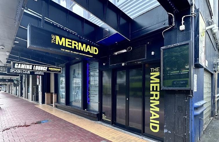 Mermaid entrance to the strip club